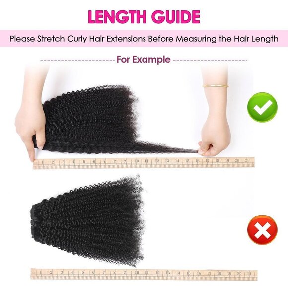 Afro Kinky Curly Clip In Hair Extensions Human Hair 16in Natural Black
